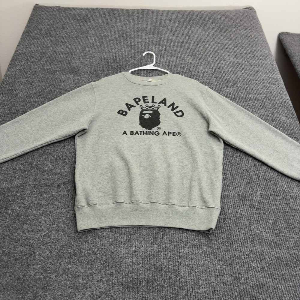 Bape x Champion Sweatshirt Mens XL Gray Cotton Bapeland Graphic Streetwear Style